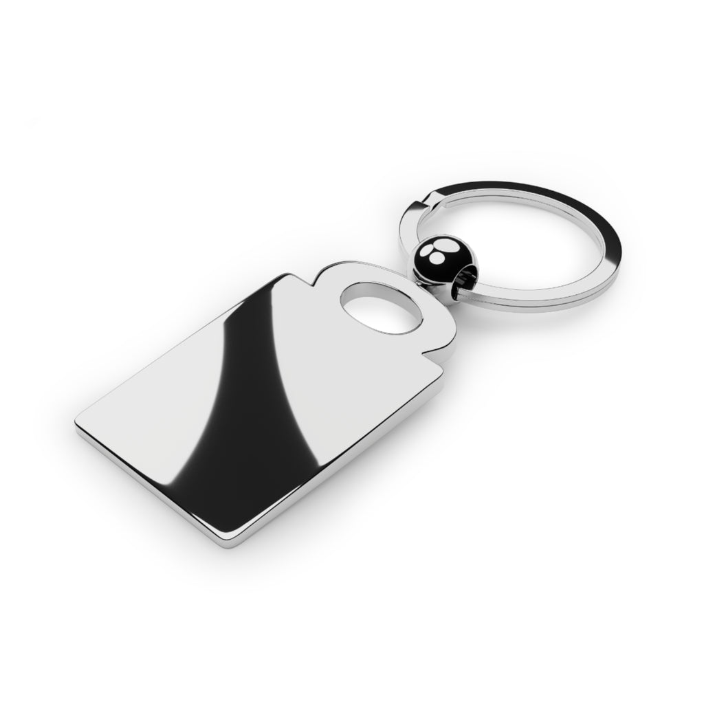 Creepy Teddy 'He Kexisdad' Rectangle Photo Keyring — Gothic Horror Metal Keychain