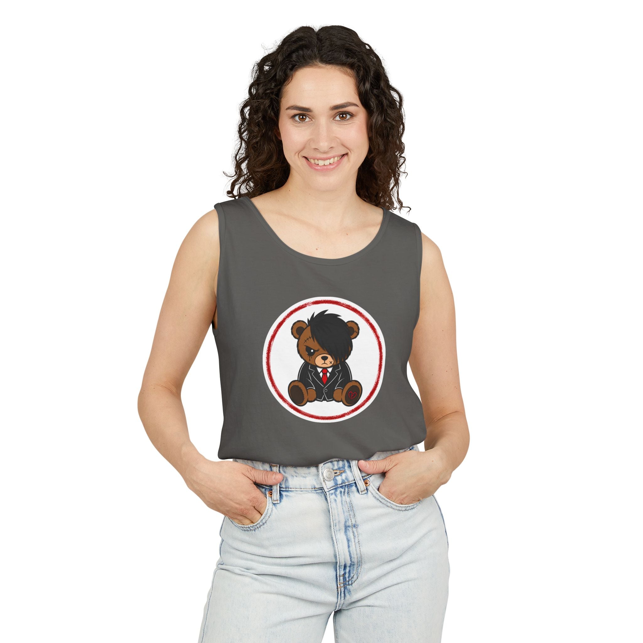 Don't Care Bear Tank Top — 'REXISD3AD' Graphic
