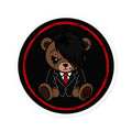 Emo Teddy Bear Round Sticker — Cute Goth Laptop Decal (Indoor/Outdoor)